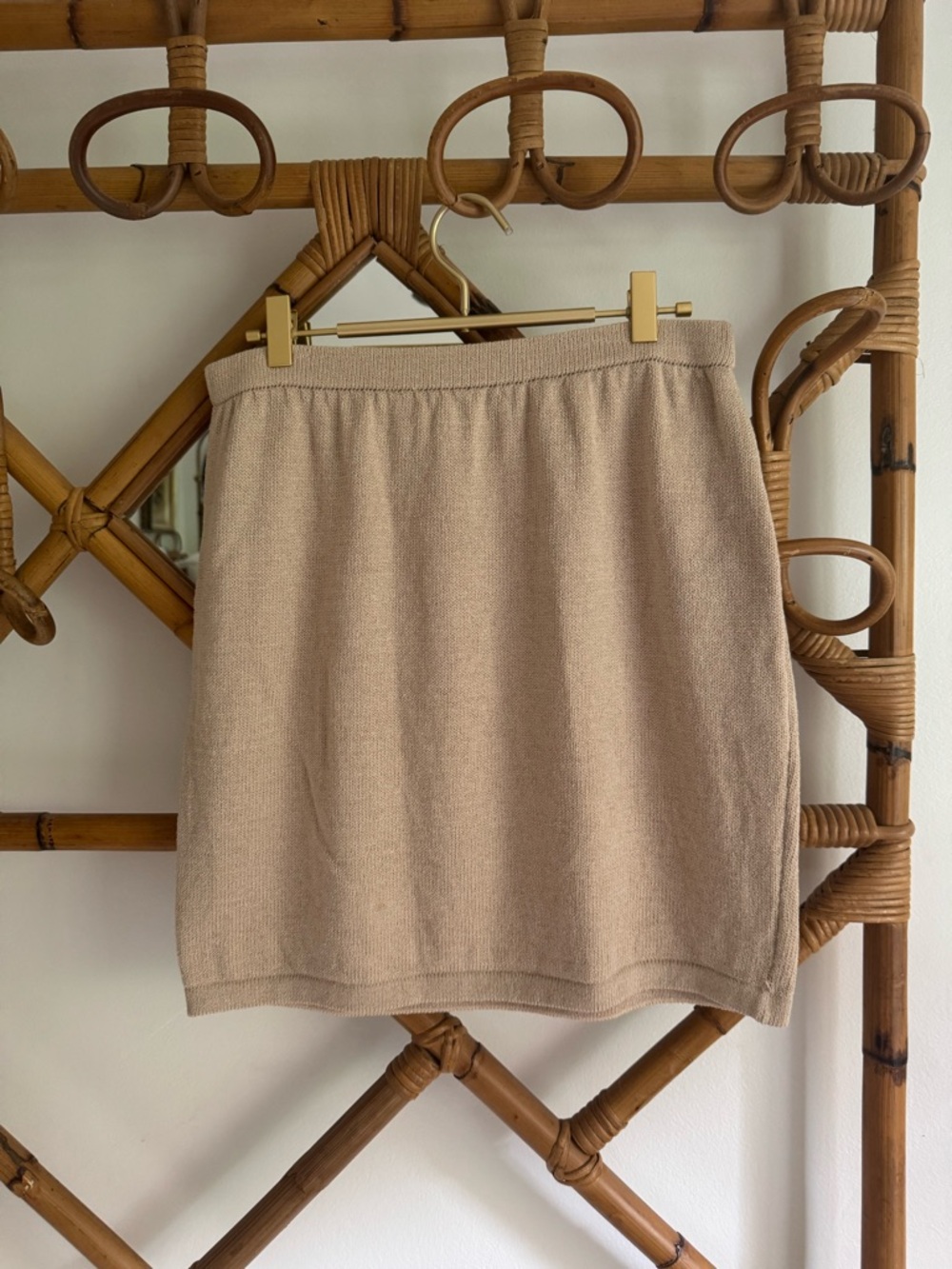 Vintage St. John Neutral Beige Knit Mini Skirt